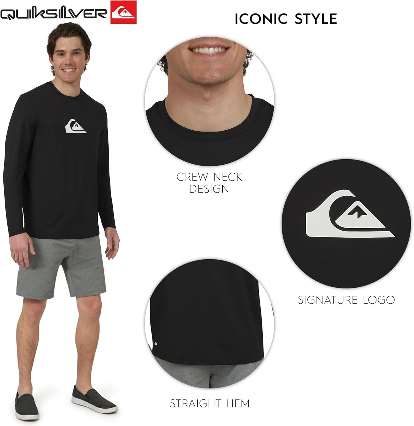 Quiksilver Men's Long Sleeve Rash Guard Shirt - UPF 50 Sun Protection | Regular Fit (S-XXL)