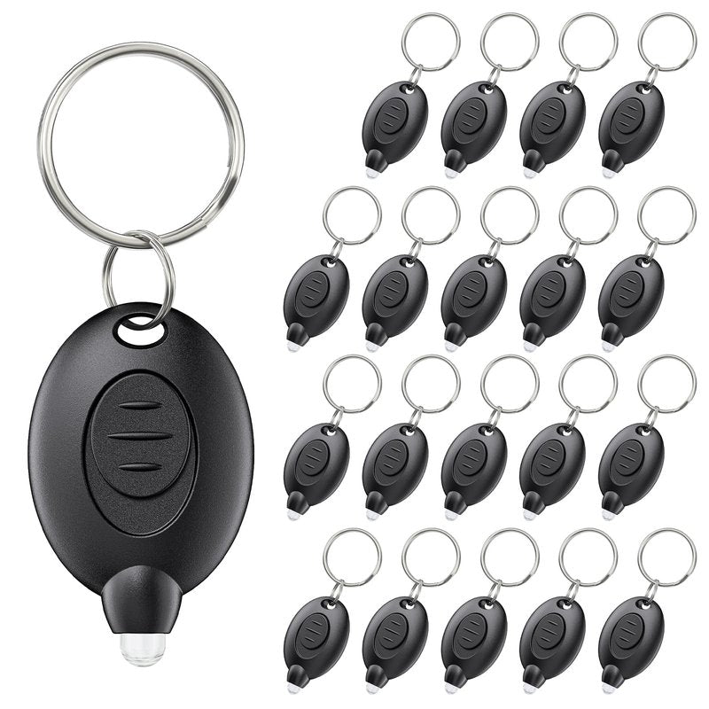 Uniclife 20 Pack LED Keychain Flashlight Mini LED Keychain Light 12 Lumen Portable Ultra Bright Battery Powered Key Ring Torch for Outdoor Camping Hiking and Emergency Lighting, Black