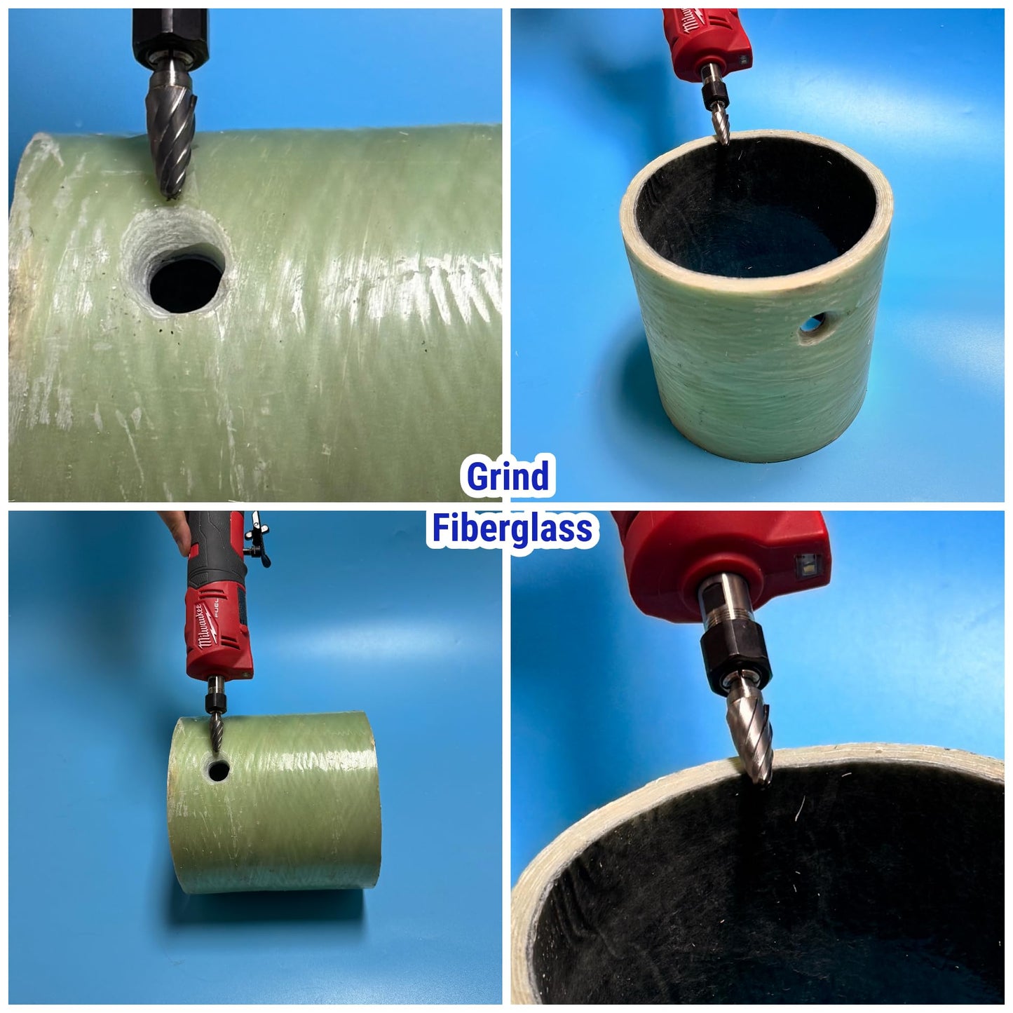 4Pcs Carbide Burr Set 1/4 Shank Aluminum Cut (Wide-Flute Cut) Die Grinder Bits Rotary Tools Attachment Kit Rasp File Accessories Metal Wood Stone Steel Grinding Deburring Cutting Porting Carving