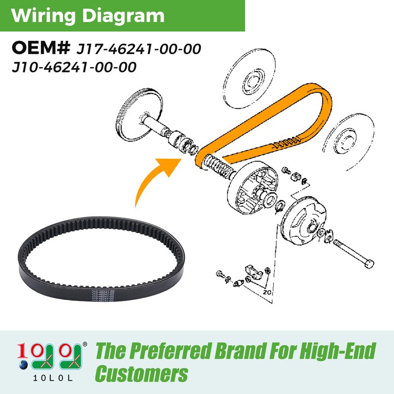 10L0L Golf Cart Clutch Drive Belt for Yamaha G1 G3 2 Cycle Gas Models 1978-1989,OEM# J10-46241-00-00, J17-46241-00-00
