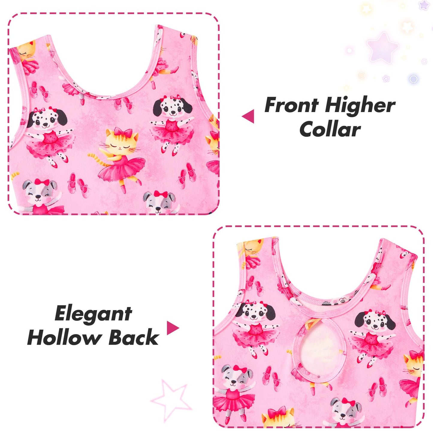 Taubow 2 Packs Girls Gymnastics Leotards Size 6 7 Gymnastics Outfit Pink Bow Tumbling Outfit Biketard with Shorts