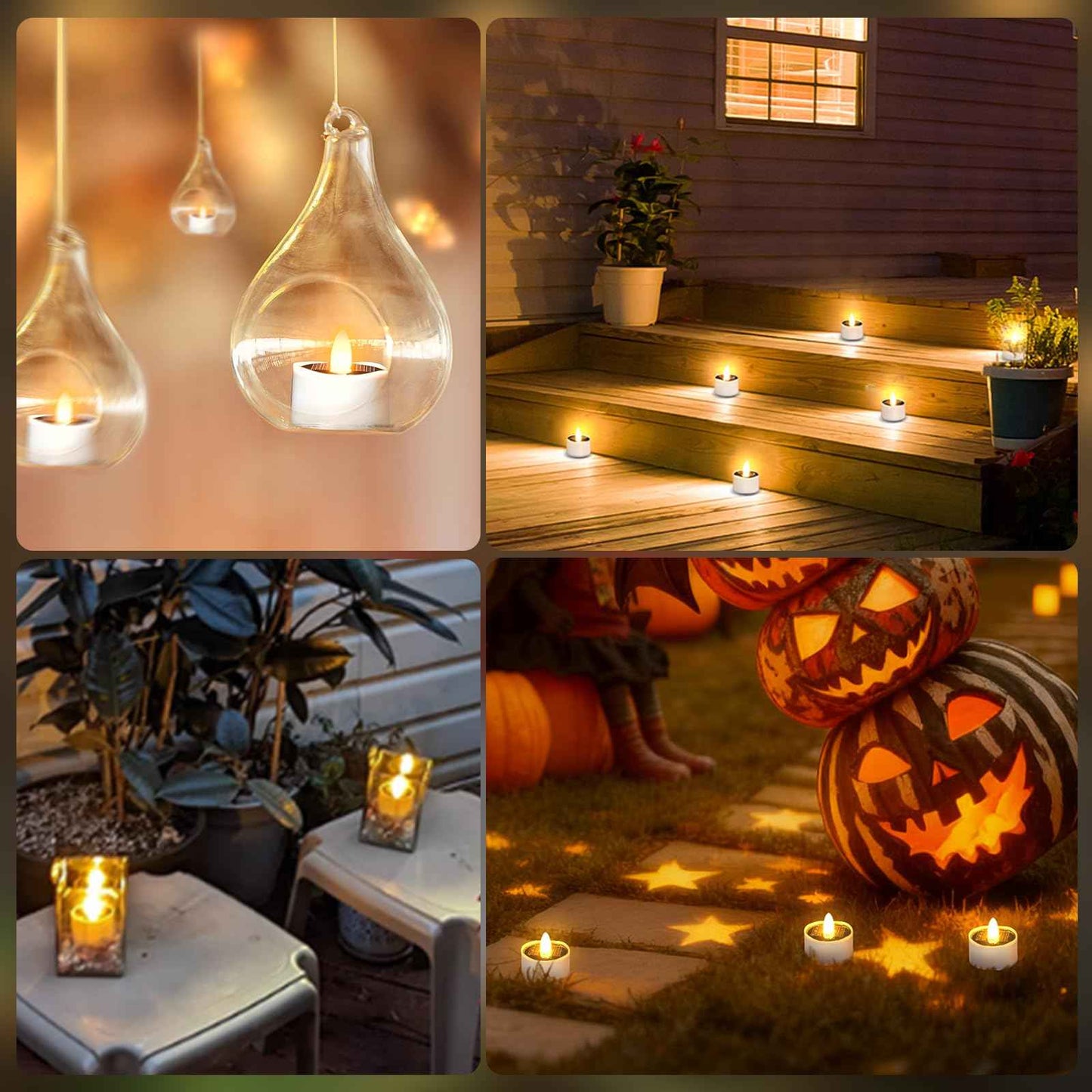 HL Solar Tea Lights, 8PCS Outdoor Waterproof Flameless Candles, Dusk to Dawn Rechargeable Battery LED Tea Lights for Lantern, Garden, Camping, Home Decor (Warm White, 1.5''x1.61'')