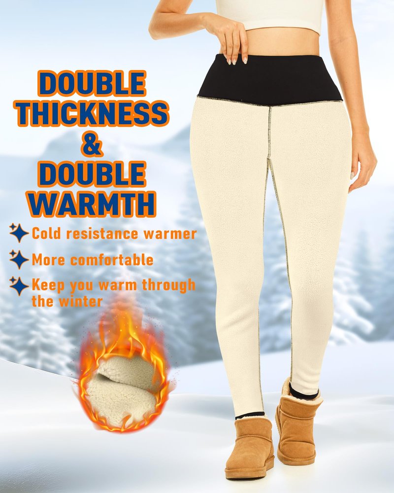 Thermal Thick Fleece Lined Leggings -High Waisted Warm Winter Yoga Pants for Women Running Workout Leggings Sakura Pink