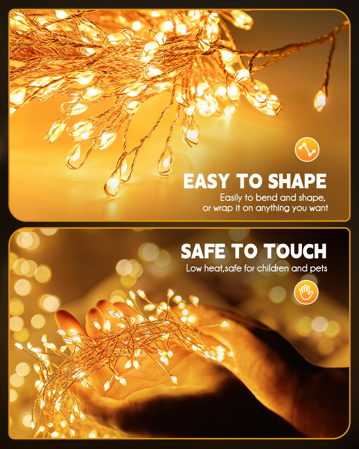 Brightown Solar String Lights for Outside, 19.6Ft 240 LED Solar String Lights Outdoor Waterproof, Solar Fairy Lights with 8 Modes for Patio Party Garden Yard Home, Warm White