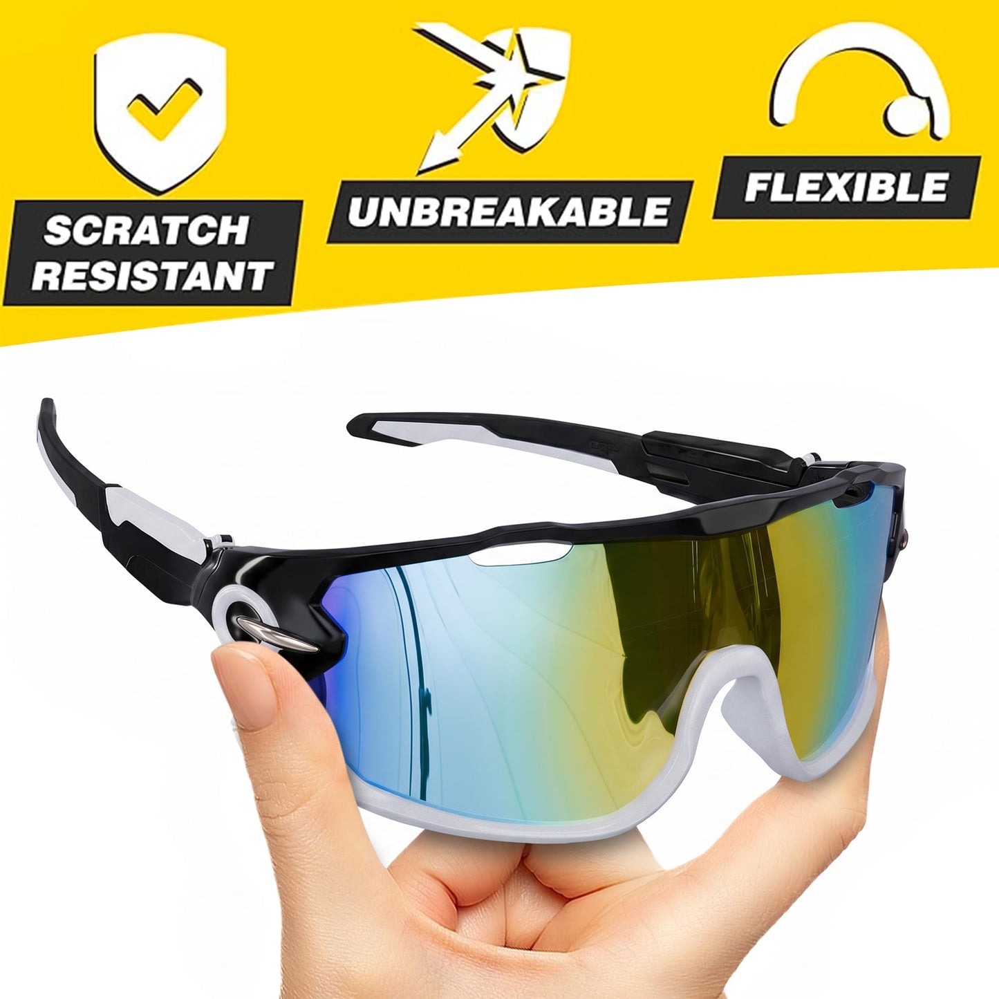 2 Pcs Running Glasses for Men and Women - Polarized Running Shades with Secure Fit, Scratch-Resistant Polycarbonate Lenses, Lightweight and Flexible Cycling Glasses for Running's, Tennis, and Fishing