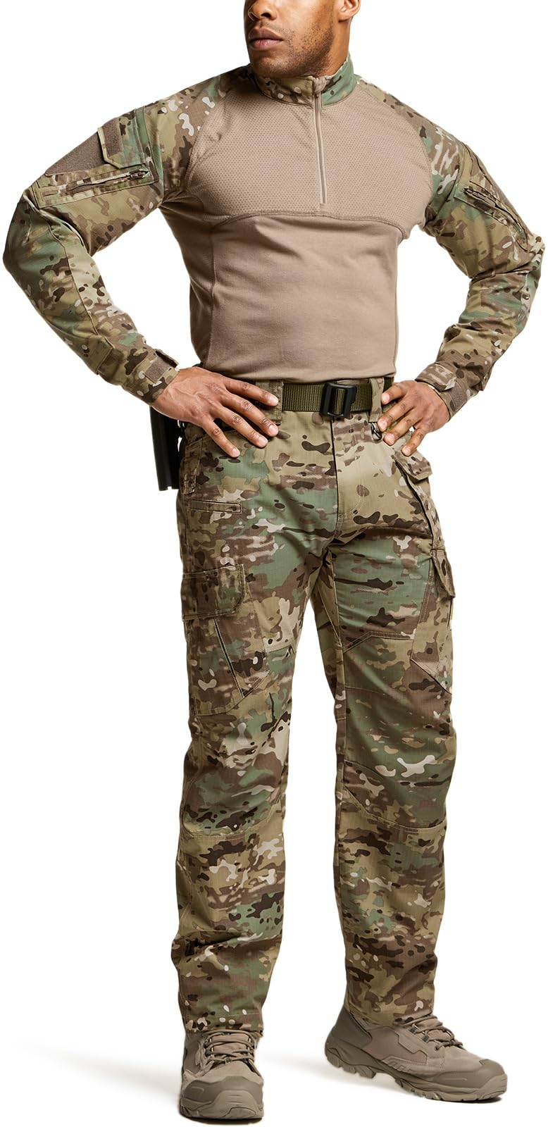CQR Men's Tactical Pants, Water Resistant Ripstop Cargo Pants, Lightweight EDC Work Hiking Pants, Outdoor Apparel, Duratex Mag Pocket Utility Camo, 36W x 32L