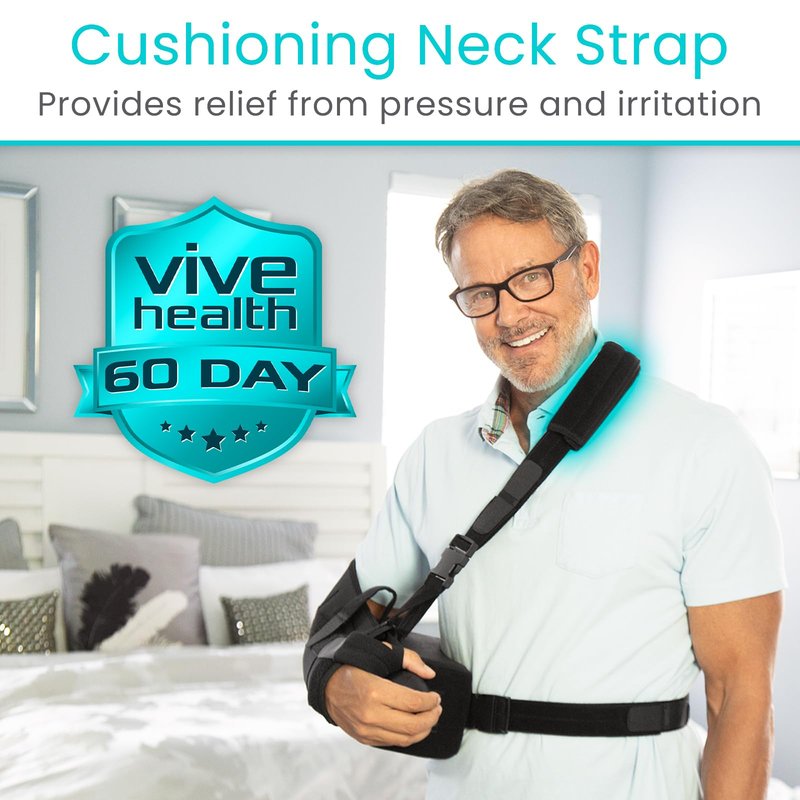 Vive Shoulder Abduction Sling - Immobilizer for Injury Support - Pain Relief Arm Pillow for Rotator Cuff, Sublexion, Surgery, Dislocated, Broken Arm - Brace Includes Pocket Strap, Stress Ball, Wedge