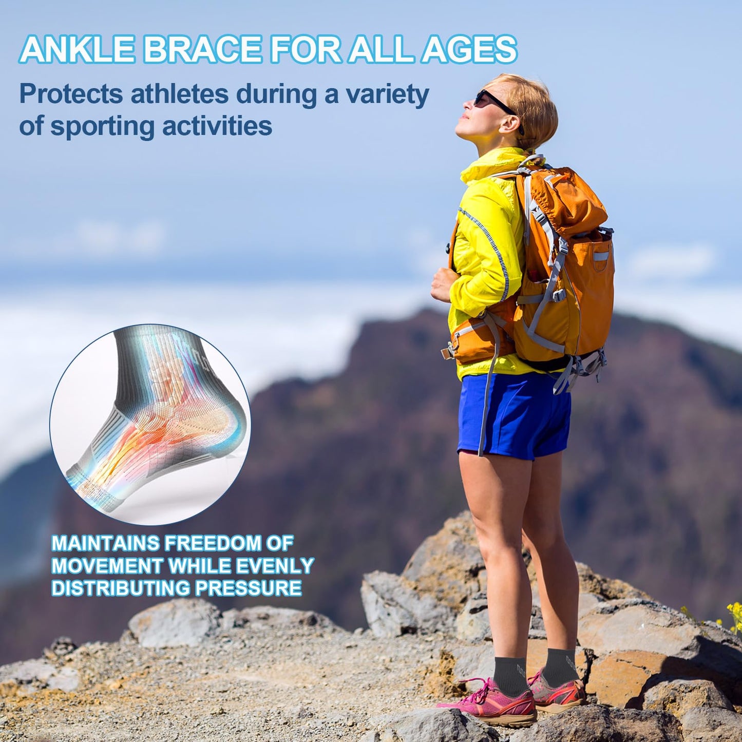 DRNAIETY 2 Pairs Copper Ankle Brace for Men and Women - Ankle Compression Sleeves, Plantar Fasciitis Compression Socks, Foot Support for Sprains, Tendonitis, Breathable, Everyday Use (XL)