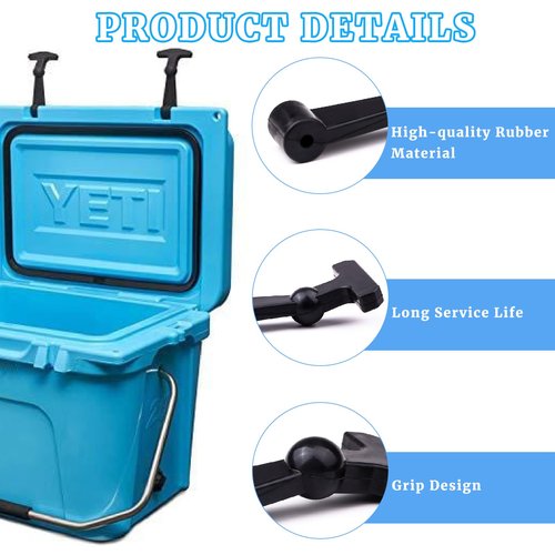 gtpartes 4 Pcs Heavy Duty Cooler Latches Replacement Compatible with YETI Tundra RTIC and Other Related Coolers Lid Latch Parts Accessories Ergonomically Improved Design Black