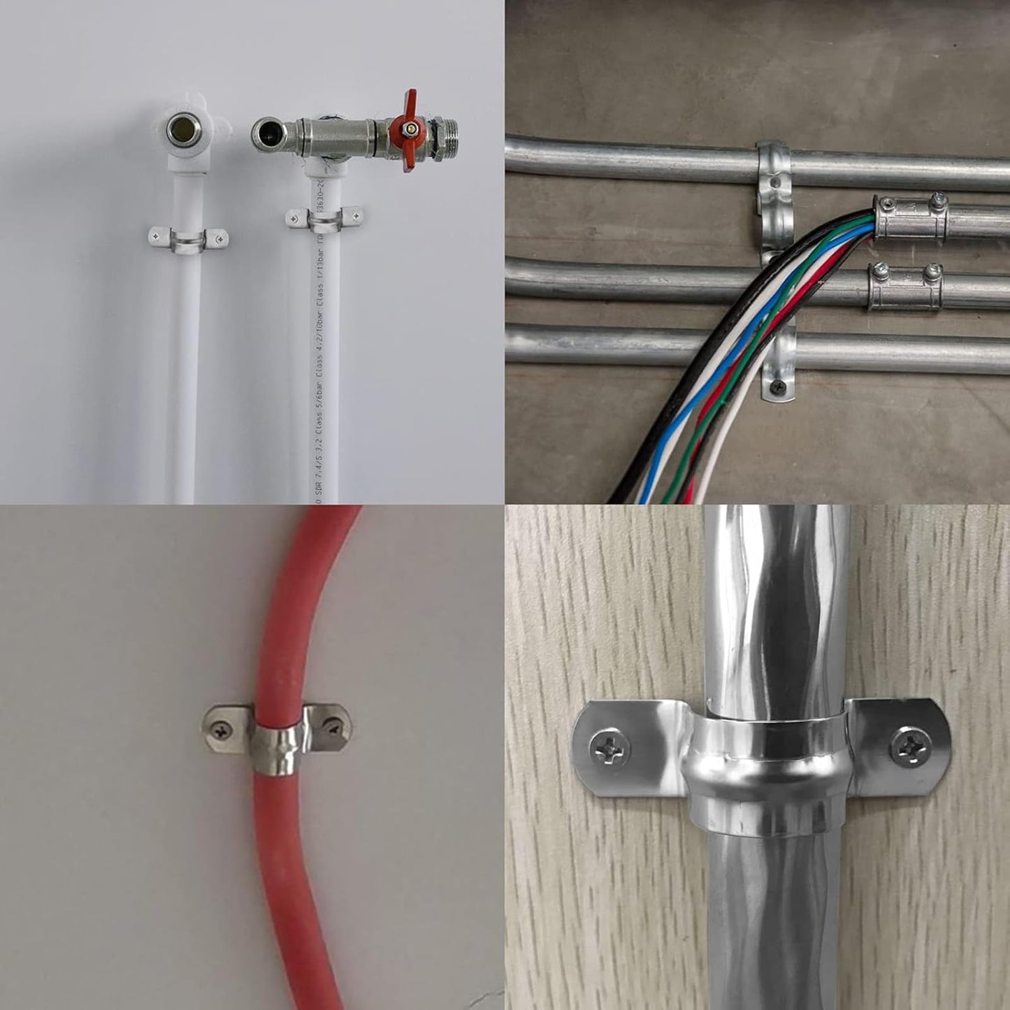 50 Pack 3/4 Inch 20mm U Bracket Rigid Pipe Strap Clamp, Two Hole Strap U Tube Pipe Conduit Clamp Clip for Pipe Fixing