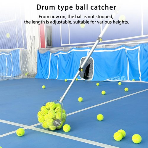 ODISON Tennis Ball Picker, 35+ Balls Capacity Ball Collector with Adjustable Handle, Lightweight Ball Retriever for Tennis, Padel, Baseball, Suitable for All Courts and Ages