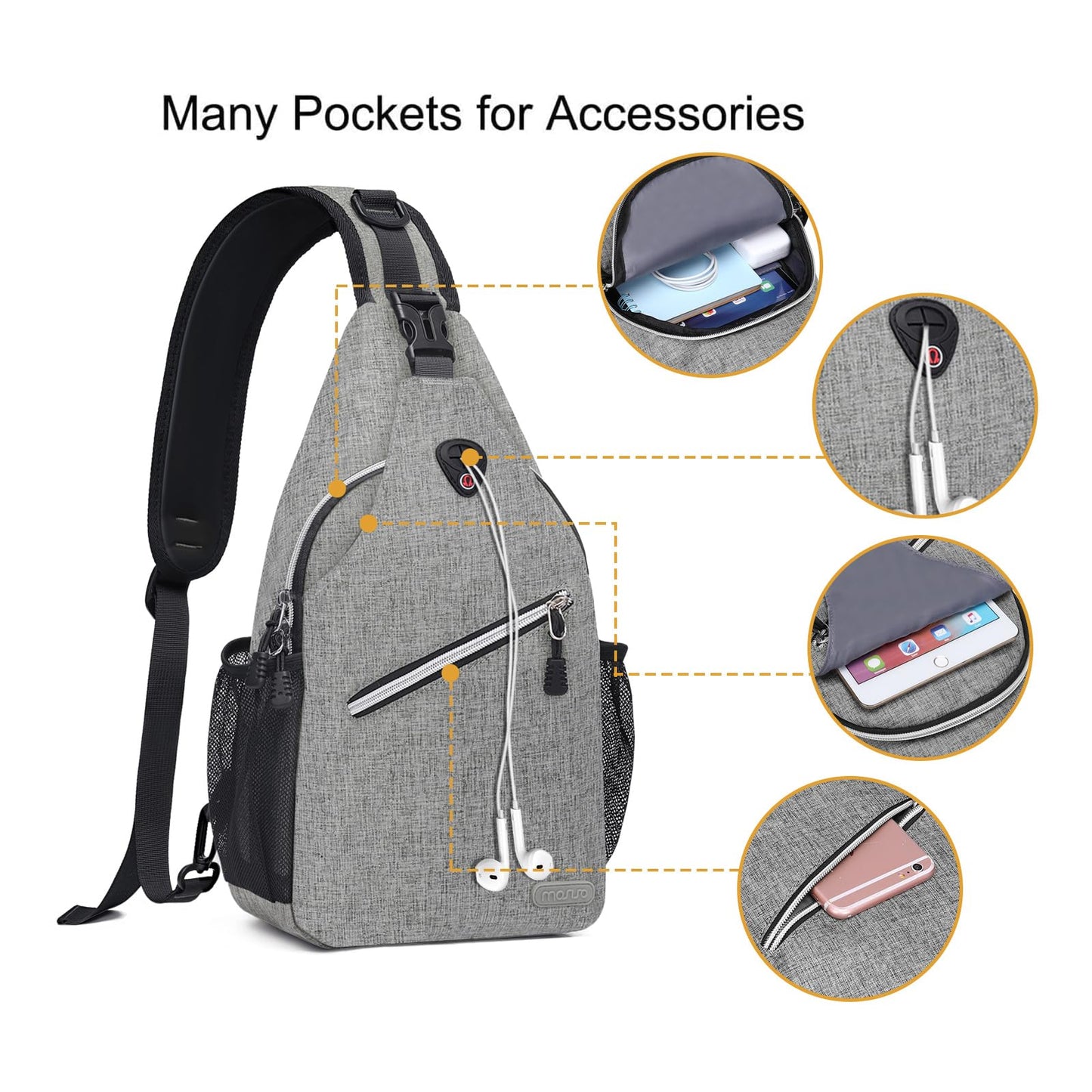 MOSISO Small Sling Bag for Men, Crossbody Shoulder Chest Daypack Bag