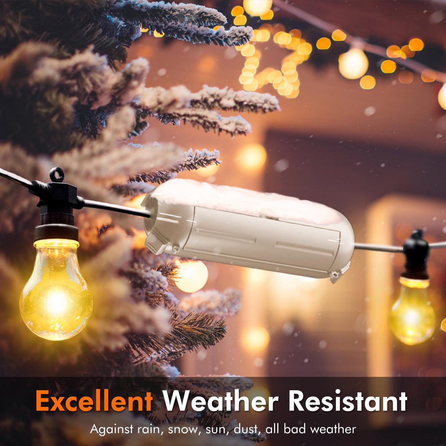 RESTMO 2 Pack Compact Outdoor Extension Cord Cover, IP44 Waterproof Box and Safety Housing Case, Ideal to Protect Outdoor Plugs, Electrical Connections, Holiday Decoration Lights, Size Small, Almond