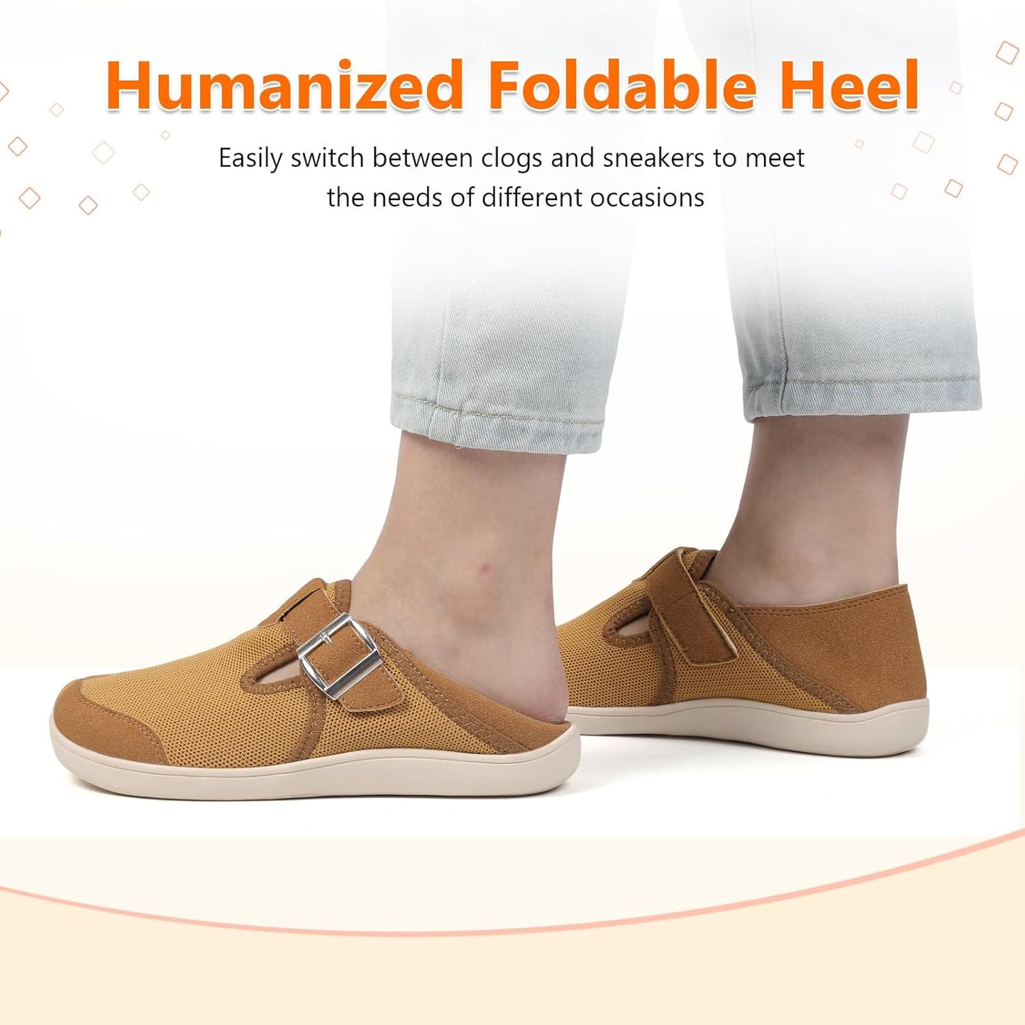 XIHALOOK Women's Barefoot Walking Shoes - Wide Toe Minimalist Loafers with Adjustable Strap | Slip-On Clogs