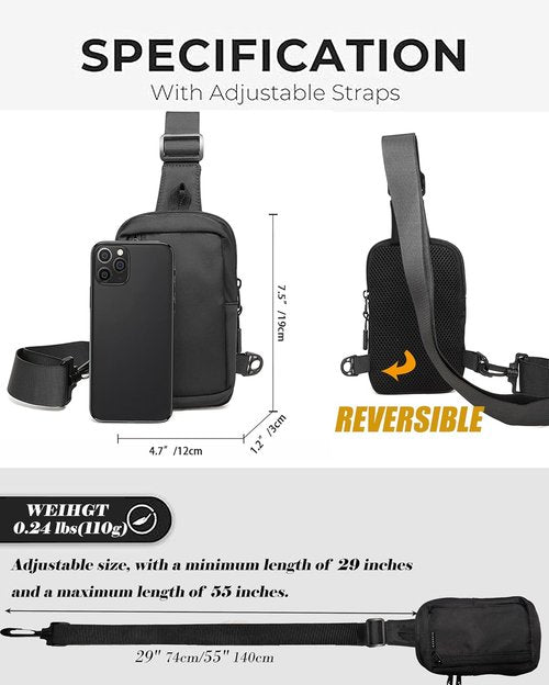 GORELAX Compact Crossbody Sling Bag - Versatile Chest Pack for Men & Women | Ideal for Running & Travel