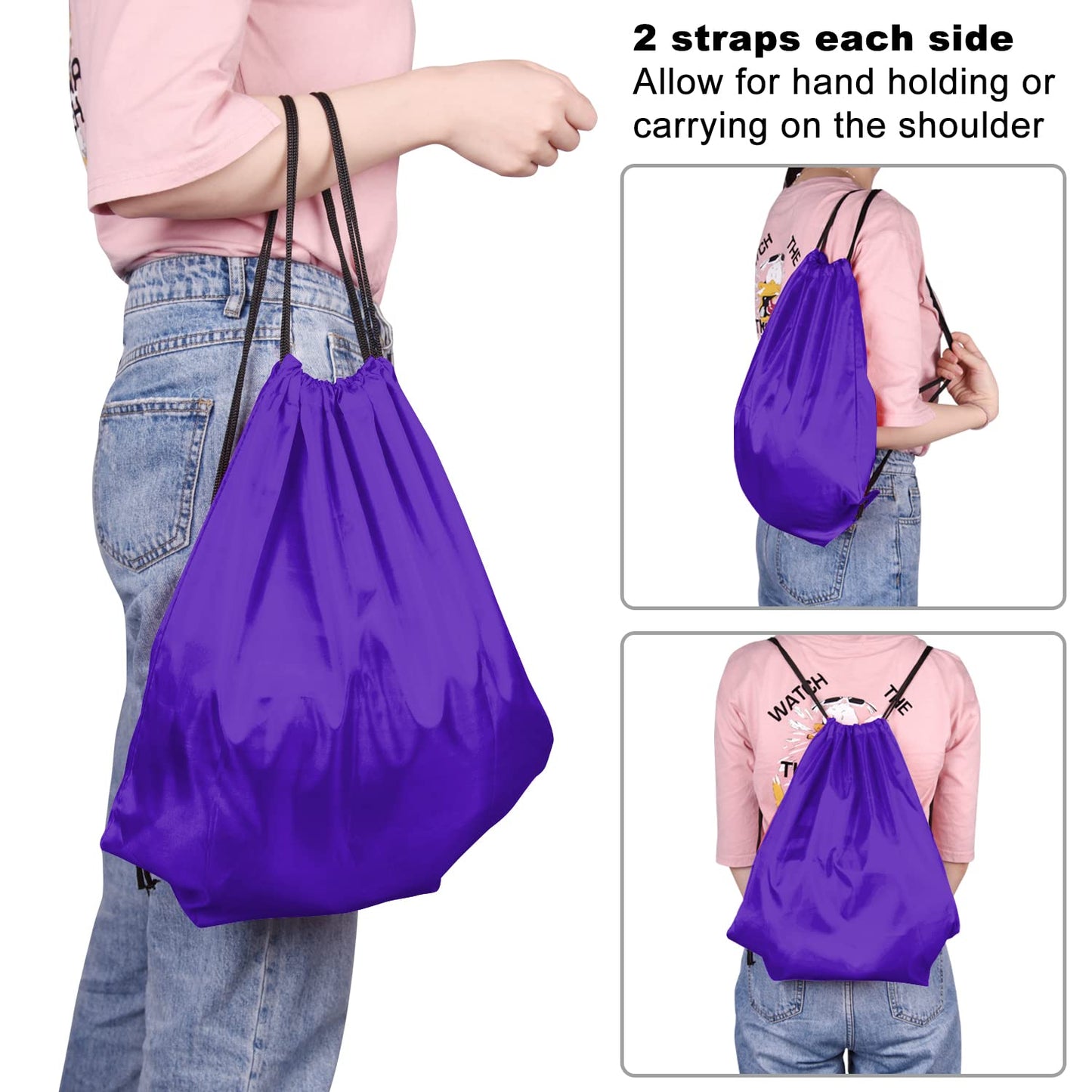KUUQA 100Pcs Purple Drawstring Backpack Bag Bulk Drawstring Bags String Bags Storage Bags Gym Backpack for Sport Gym Traveling