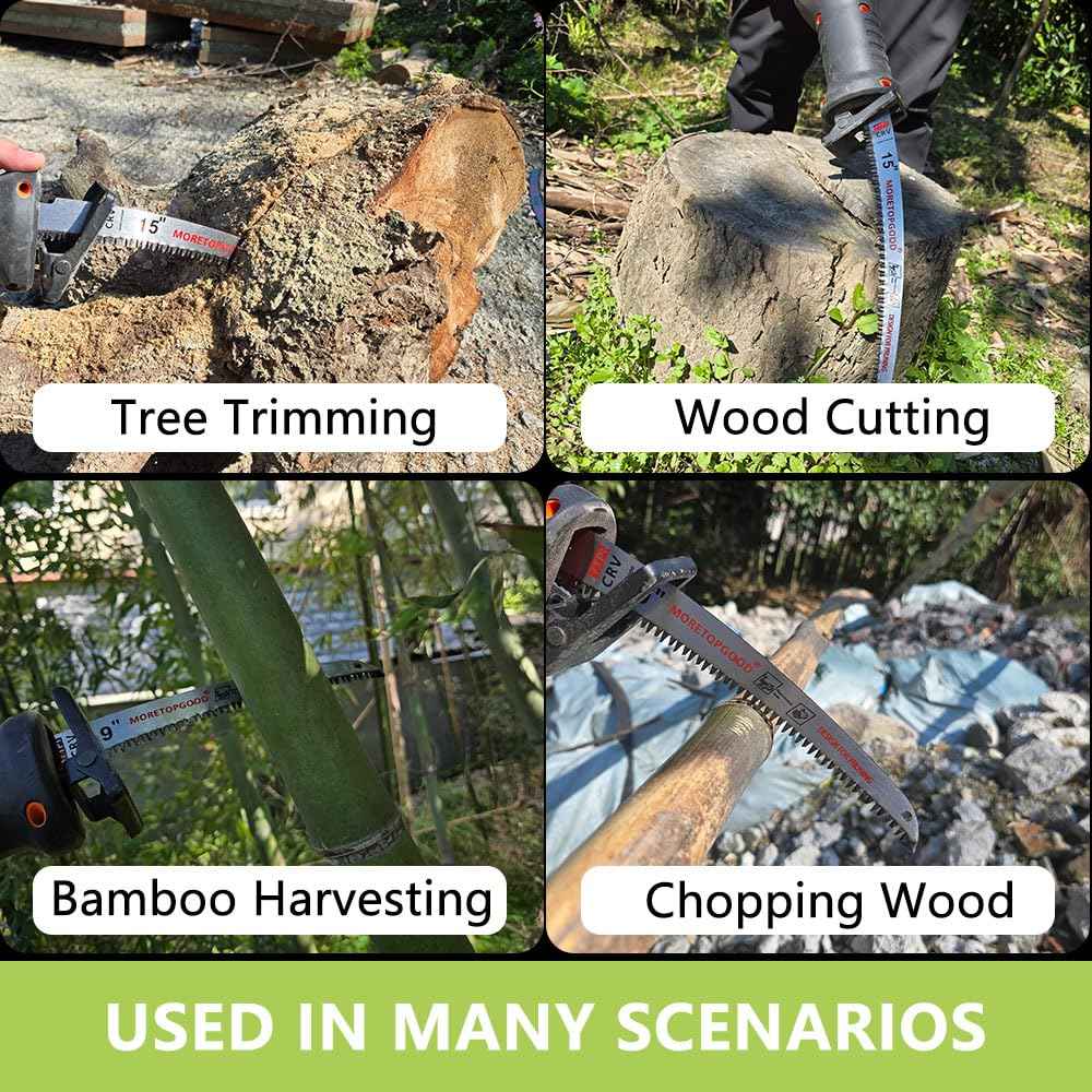 MORETOPGOOD 12” Arc Edge Reciprocating Saw Blade, 7TPI Japanese Teeth with Curved Edge Wood Pruning Saw Blades for Tree Trimming, Wood Cutting (3 Pack)