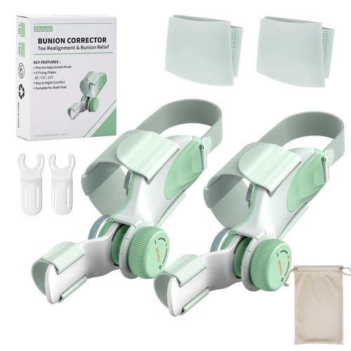 EliaValth 2 PCS Bunion Corrector for Women Big Toe, Adjustable Brace with Knob & Angled Plates for Hallux Valgus Relief & Toe Alignment, Medium Strap