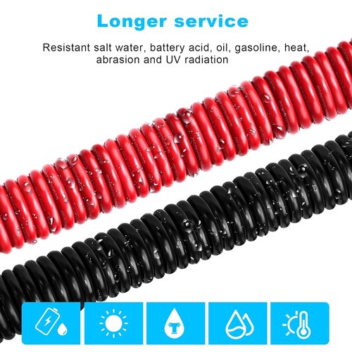 Marine Wire - 6 Gauge Tinned Copper Boat Cable for Automotive & Solar Use | 10FT Red & 10FT Black