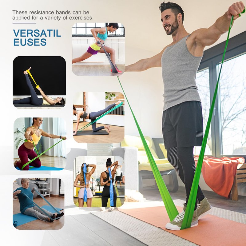 Professional Resistance Bands. Latex-Free, Work Out Bands, Stretch Bands for Working Out Women or Men, Exercise Bands Set for Physical Therapy (Colour Set (5-30lbs) - Includes Accessories)