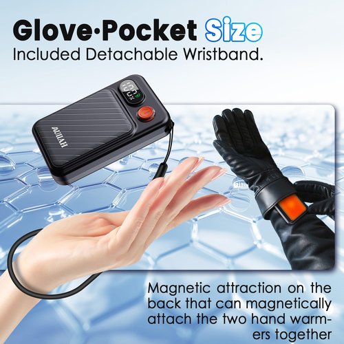 Hand Warmers Rechargeable 2 Pack - Electric Rechargeable Magnetic Hand Warmer with LED Display, 4 Heat Levels, Lanyards, USB, Gift for Men Women Kid, for Golf/Skiing/Camping/Hunting Essentials