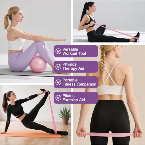 HAKELPOK Pilates Kit for Home Workouts Yoga for Women-12-Piece with Ring,Yoga Ball,5 Resistance Bands,Figure-8 Band,Arm Stretcher,Grippy Socks,Storage Bag for Toning,Strength & Flexibility(Purple)