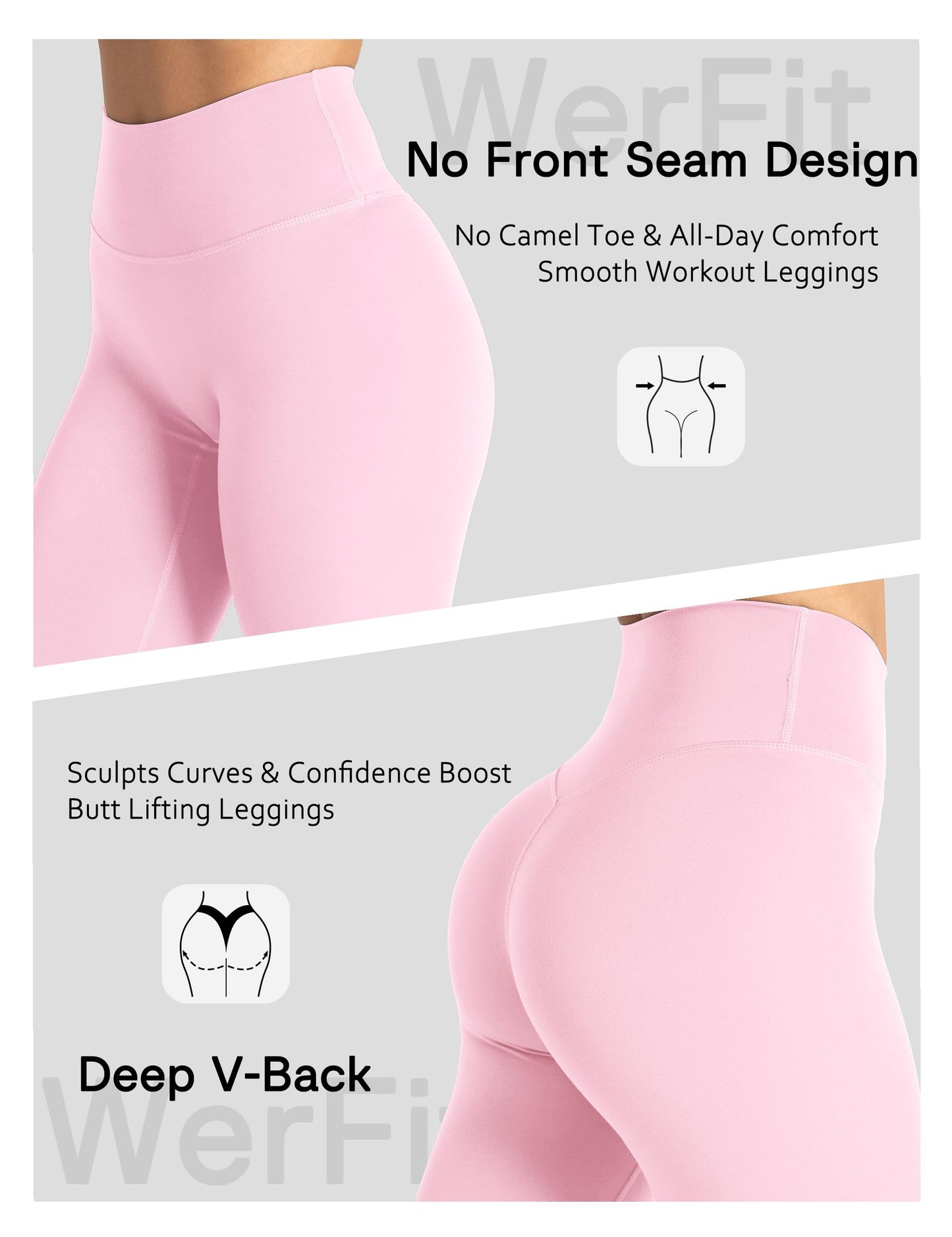 Unthewe Naked-Feel No Front Seam Leggings for Women - High Waisted Buttery Soft Workout Yoga Pants 25"(U810-Pink-L)