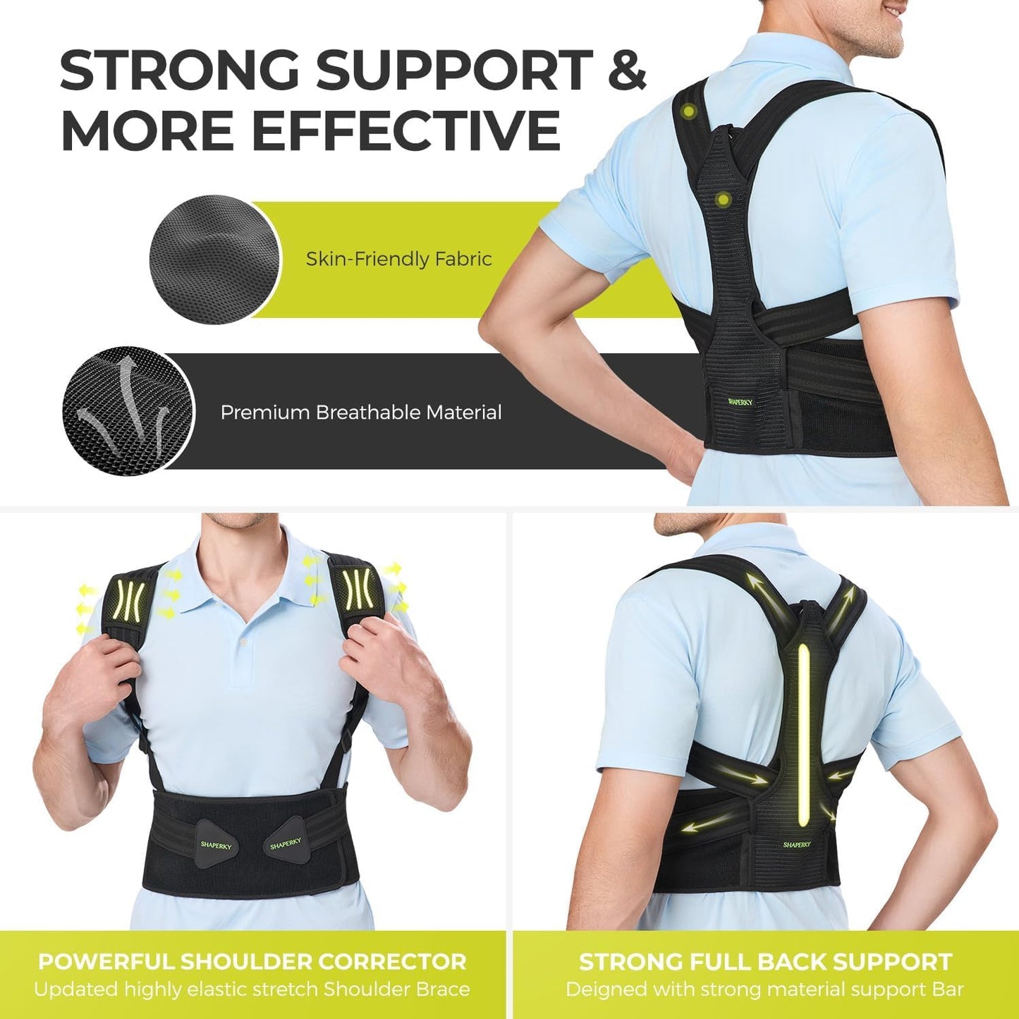 SHAPERKY Posture Corrector for Women and Men - Adjustable Upper Back Brace - Breathable Back Support straightener - Providing Pain Relief from Lumbar&Shoulder (L-XL)