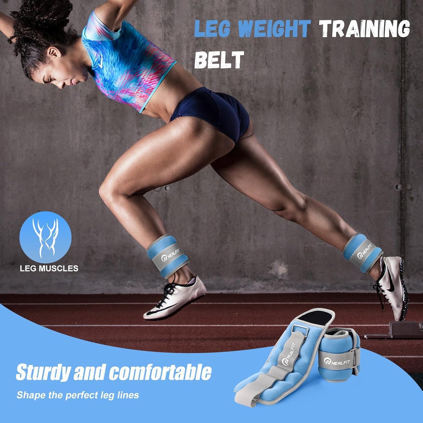 NEALFIT Ankle Weights - Adjustable Leg & Arm Weights for Running, Gymnastics & Fitness | Unisex