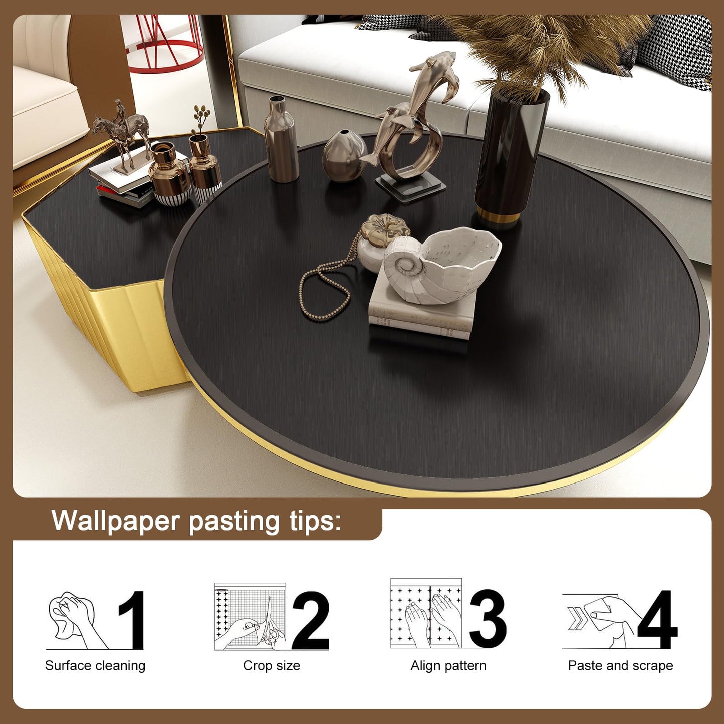 TAPETYLLER Stainless Steel Peel and Stick Wallpaper 15.7"x 118" Black Stainless Steel Contact Paper Countertop Removable Self Adhesive Thick Vinyl Waterproof for Wall Paper Fridge Kitchen Cabinets