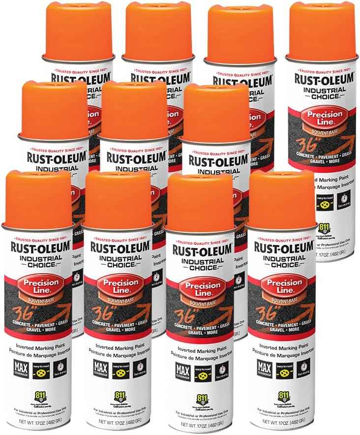 Fluorescent Orange Marking Spray Paint - Rust-Oleum 12 Pack, 17 Oz Inverted Solvent-Based