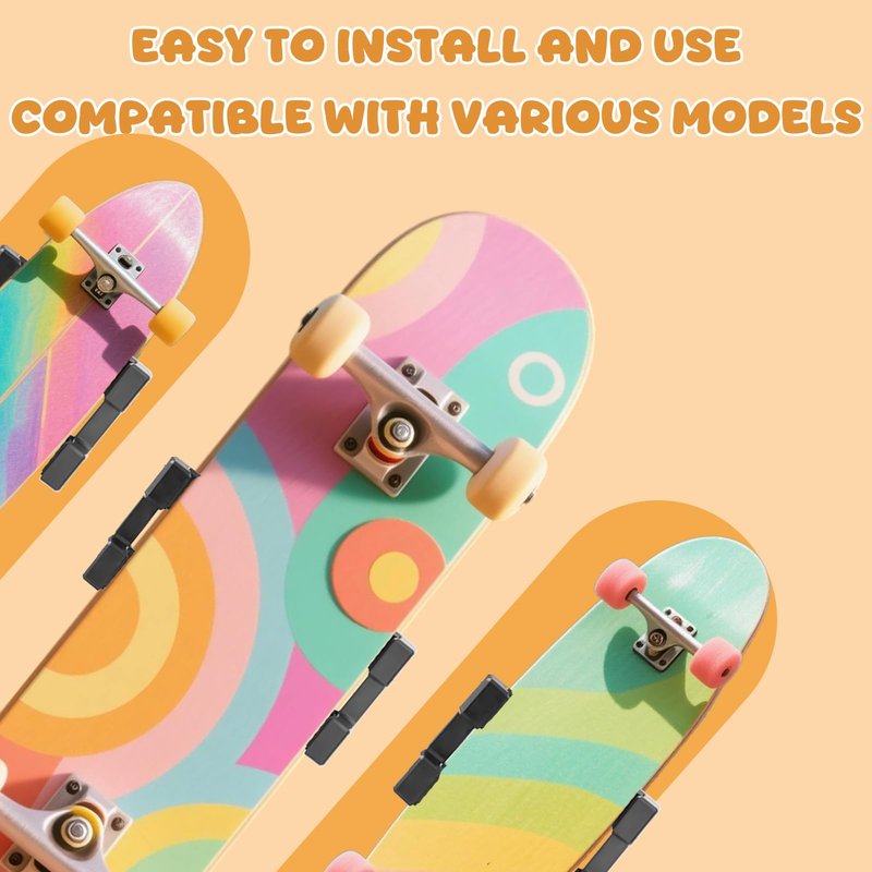 HJJWNDDNG Skateboard Wall Mount 360° Rotating Skateboard Decks Wall Mount, Extending and Floating Display Skateboard Wall Holder Grab, Fit for Any Skateboarder Horizontal Any Angle (1Pcs)