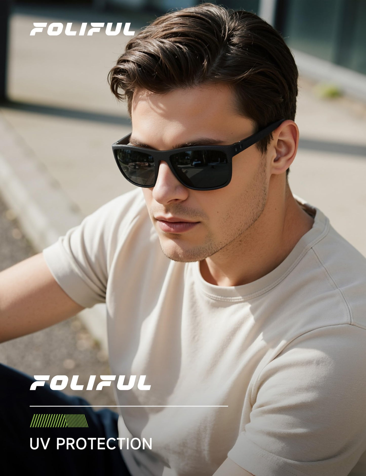 Foliful Polarized Sunglasses Men and Women, Mens Sunglasses Square Lightweight with UV Protection Sun Glasses for Fishing Driving, 3806A02