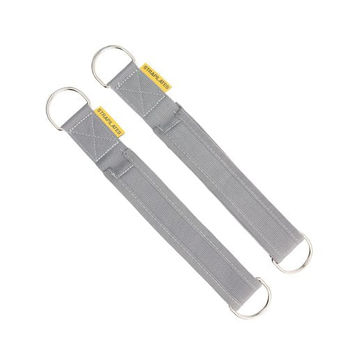 Strapilates Single Loop Fitness Pilates Straps for Reformer, Cadillac, and Other Fitness Equipment Adjustable Length with Double D-Ring, One Pair, Grey