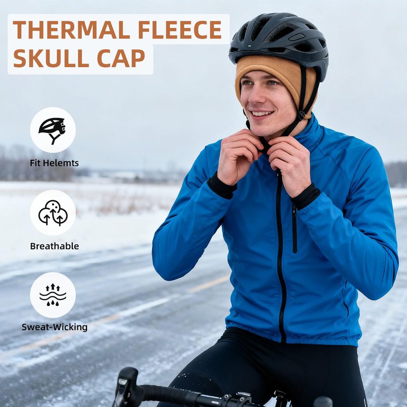 OZERO Winter Mens Beanies Hat: Windproof Thermal Warm Polar Fleece Beanie Hat with Earflaps - Ski Cycling Skull Caps for Men Women, Black
