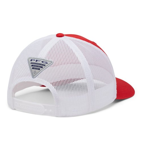 Columbia Unisex PFG Hooks Mesh Snap Back - High, Red Spark/White, One Size