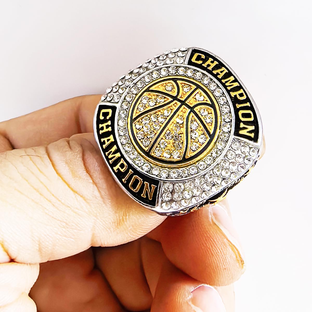 CHXIXUE Basketball Championship Ring Finalist Ring Trophy Award Winner MVP Collectible Gift (12 pcs basketball rings, size 11)