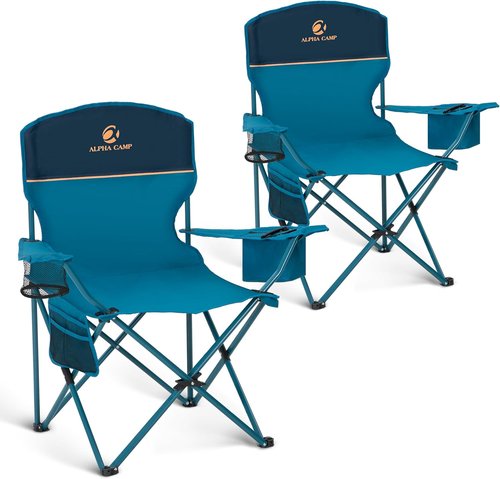 High Point Sports Portable Camping Chair - Lightweight Folding Lawn Chair | Supports 350 lbs, Blue - 2 Pack
