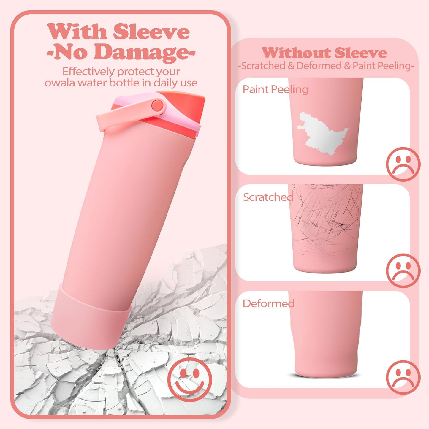 Kaitiaki 2PCS Silicone Boots for Owala 30oz & 40oz FreeSip Sway Bottles & Tumblers – Non-Slip, Scratch-Resistant, Stability Enhancer for Owala Accessories (Angel Food Cake)