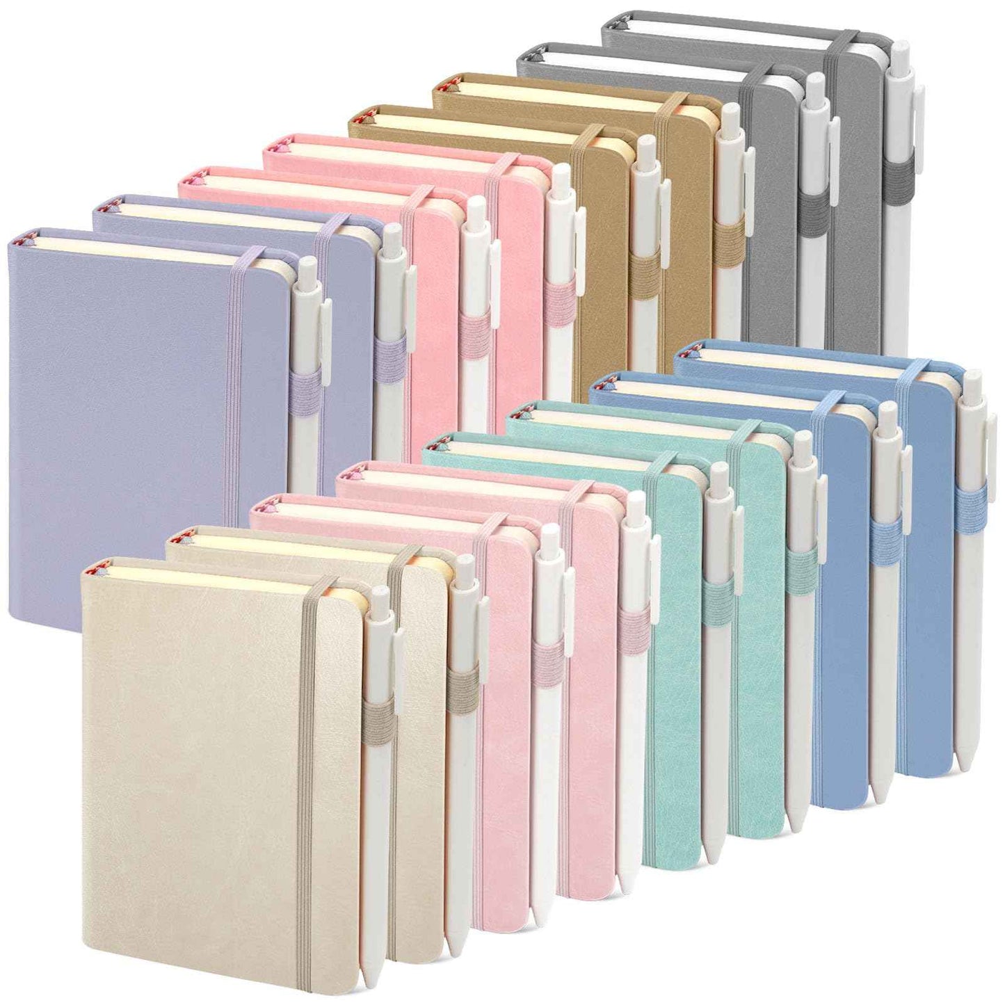 Pocket Small Notebook Journals, 16 Pack (8 Pastel Color) Mini Notebook 3.7x5.7 Journaling Notebooks for Women Men, Hardcover Lined Note Pads with Pens for Work, Business, Travel Journal, Office Supplies