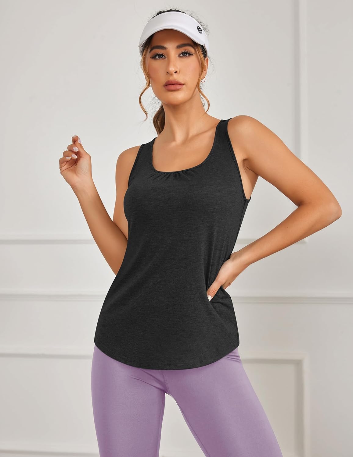 PINSPARK Women's Workout Tank Tops - Lightweight Racerback Athletic Shirts | 2-Pack S-3XL