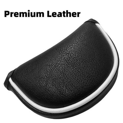 Golf Half Mallet Putter Cover Classic Black or White Golf Mid Mallet Putter Head Cover Headcover with Magnetic Closure, Golf Club Covers (Black)