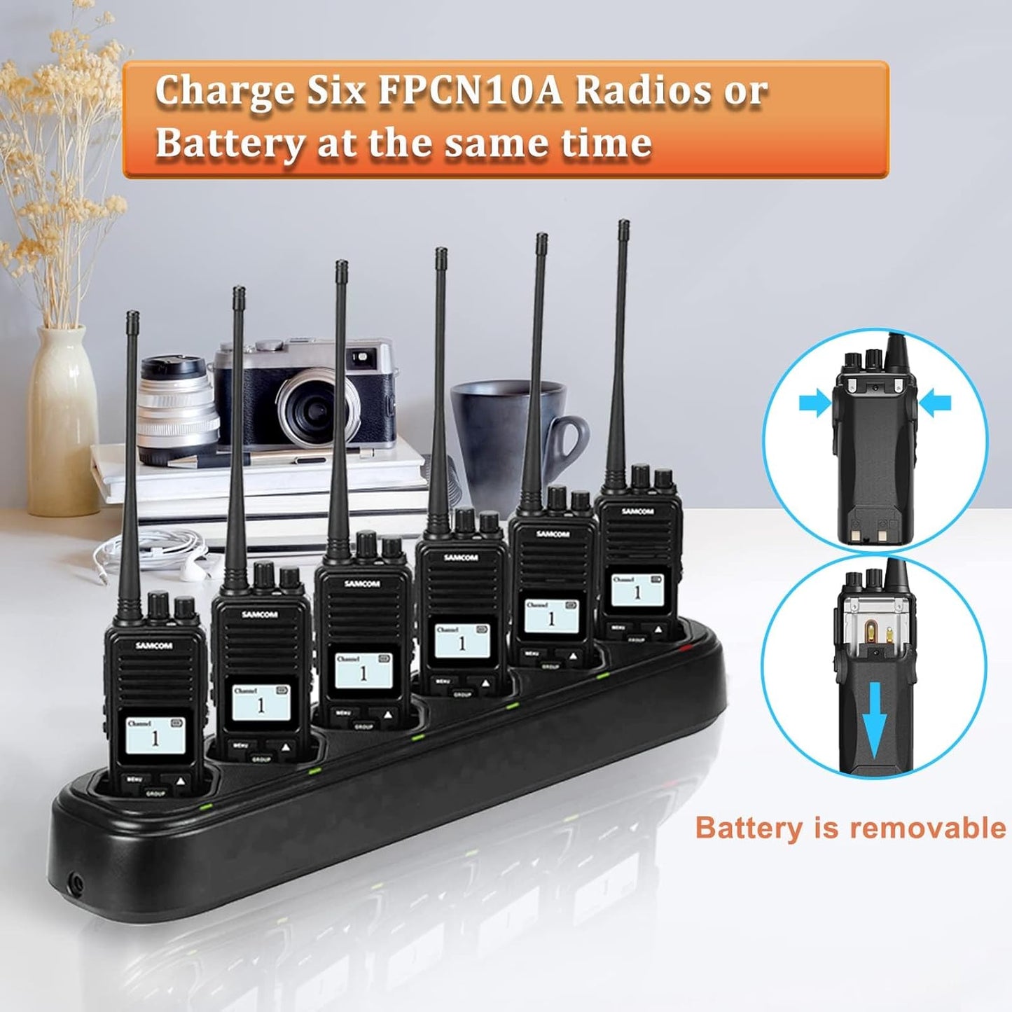 SAMCOM FPCN10A Two-Way Radios - 3000mAh High Power Walkie Talkies for Adults | 6 Pack for Commercial Use