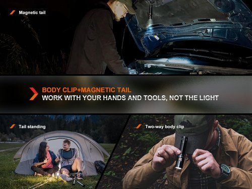 Fenix E28R V2.0 EDC Flashlight, 1700 Lumen USB-C Rechargeable Compact Pocket Size with Magnetic Tail