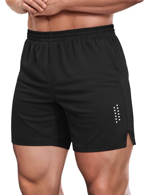 COOFANDY Mens Athletic Running Shorts Quick Dry Gym Workout Fitness Bodybuilding Training with Pockets Black