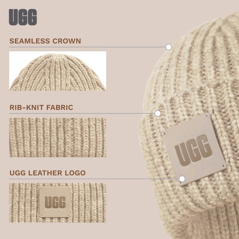 UGG Womens Chunky Rib Beanie Cream One-Size