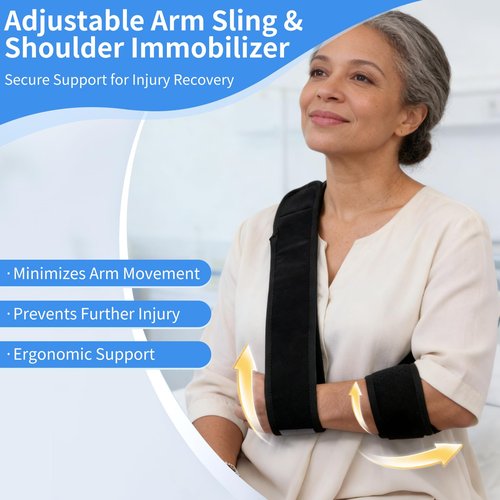 GAOUREL Adjustable Arm Sling & Shoulder Immobilizer – Lightweight Support Sling for Shoulder Injury, Elbow Injury, Wrist Injury,Broken Collarbone, Torn Rotator Cuff & Dislocation, Men & Women, Left or Right Arm(Black)