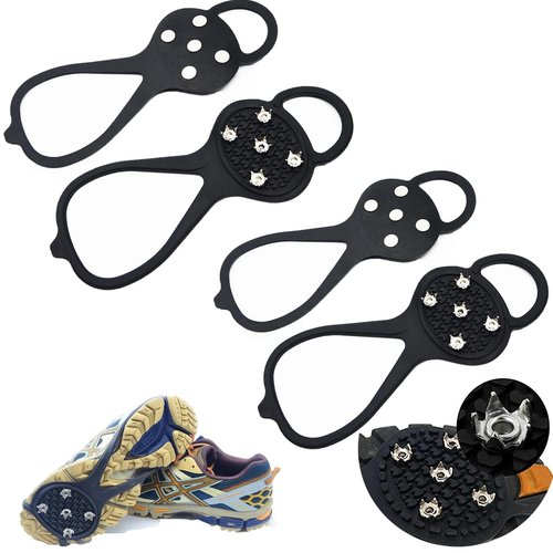 Gripper Spike, Treeresea Universal Non Slip Gripper Spikes for Shoes, Shoe Ice & Snow Grips for Ice Sports- Anti Slip Rubber Grips with Steel Studs Crampon(2 Pairs)