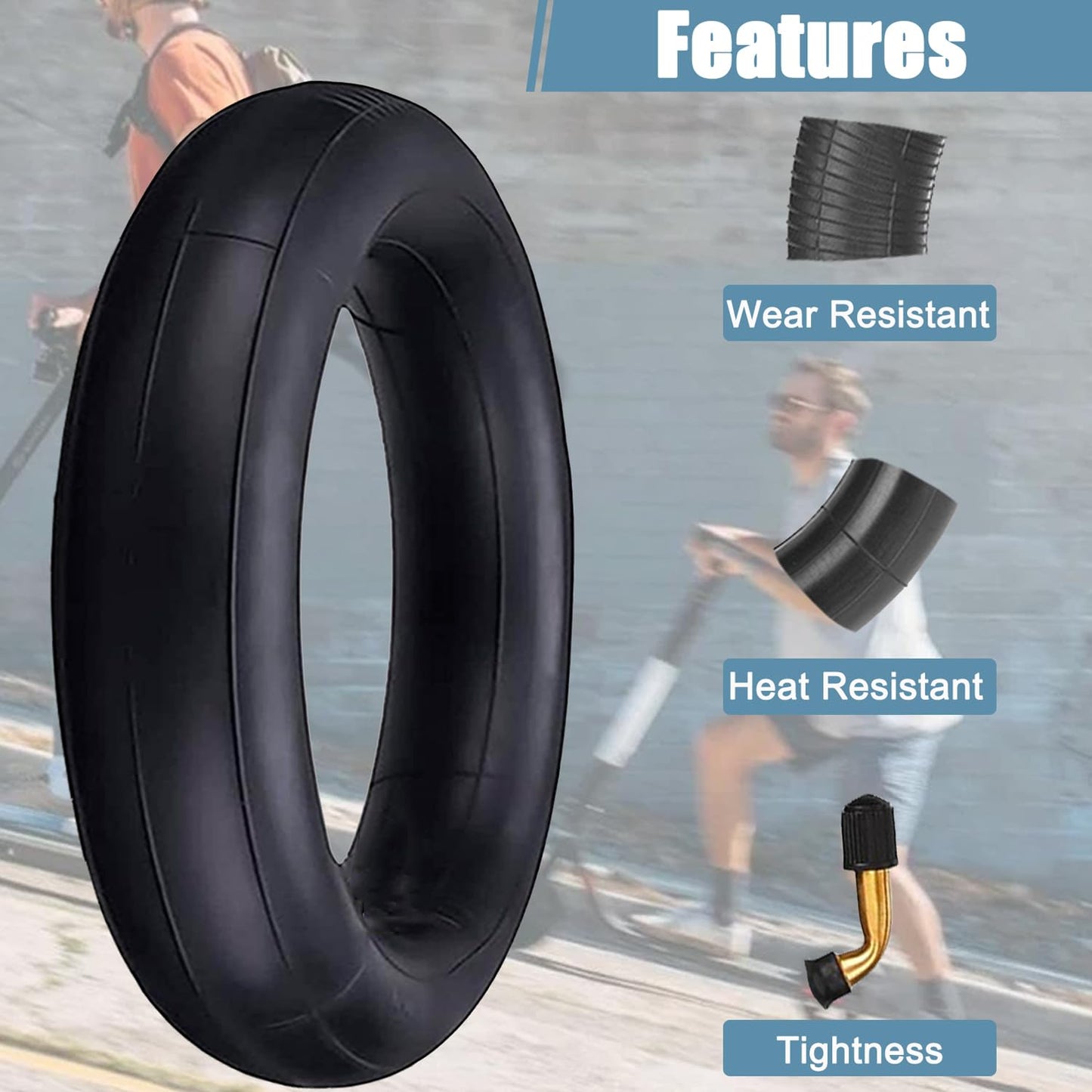 Cooryda Inner Tire,10x2.125 Inner Tube for Electric Scooter Tire Replacement Wheels with 0° Valve Stem for 10inch Tires with 6inch Rims(2 inner)