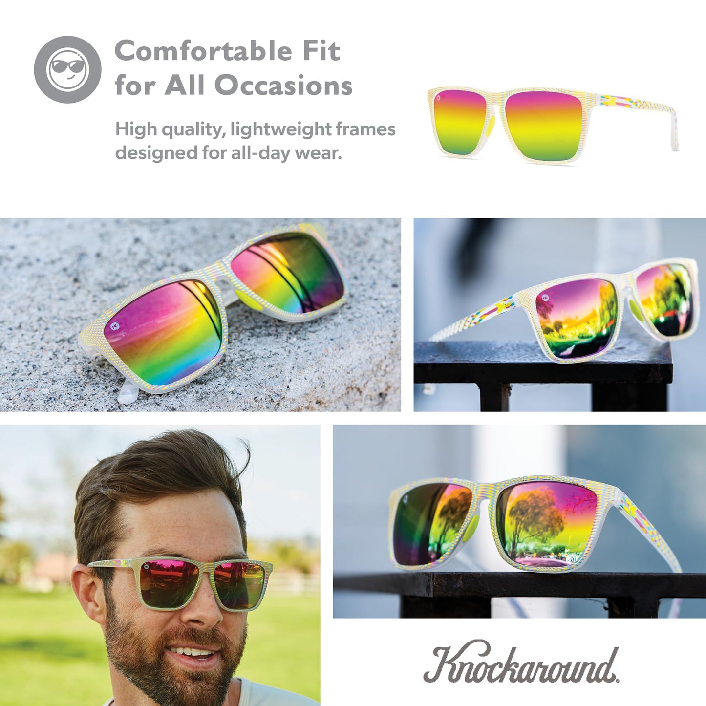 Knockaround Square Polarized Sunglasses for Men & Women - UV400 Protection